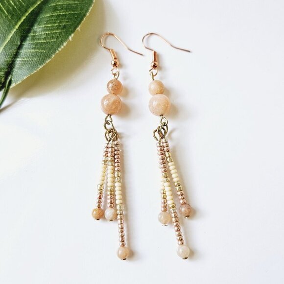 2/$27 | Triple Fringe Beaded Indigenous Native  Earrings | Handmade Jewelry - Picture 4 of 6